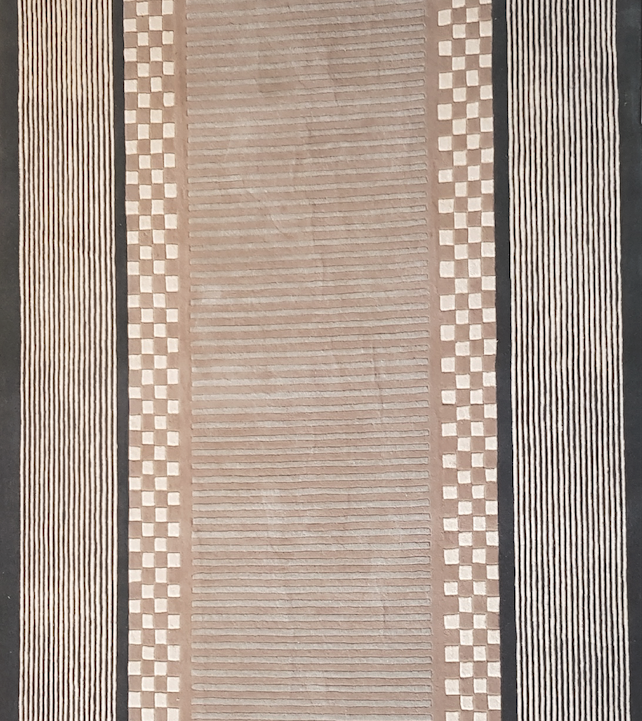 Alfombra Position – Lana de Nueva Zelanda en beige y azul by Kaymanta, elaboración orgánica.