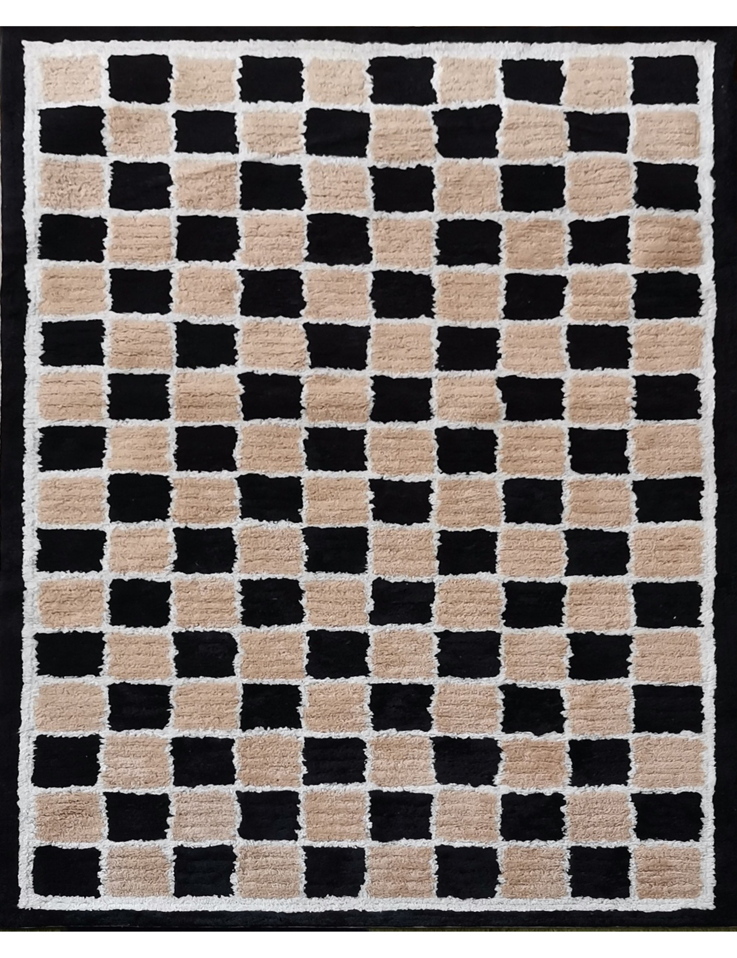 Alfombra Chess – Diseño Geométrico Moderno en Pelo Largo y Lana de Nueva Zelanda by Kaymanta, elaboración orgánica.