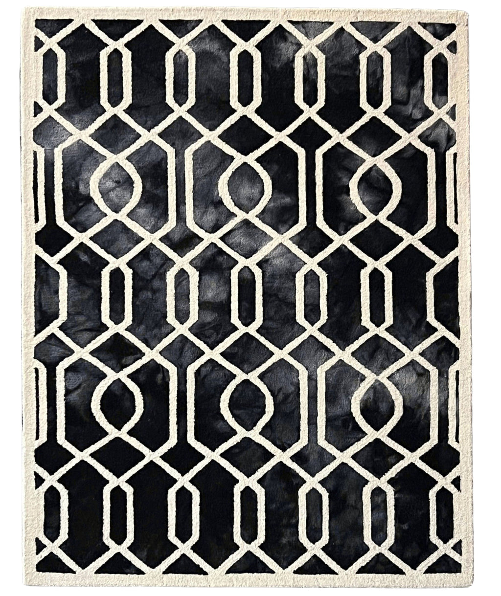 alfombra sevilla blanco y negro lana tie dyed kaymanta