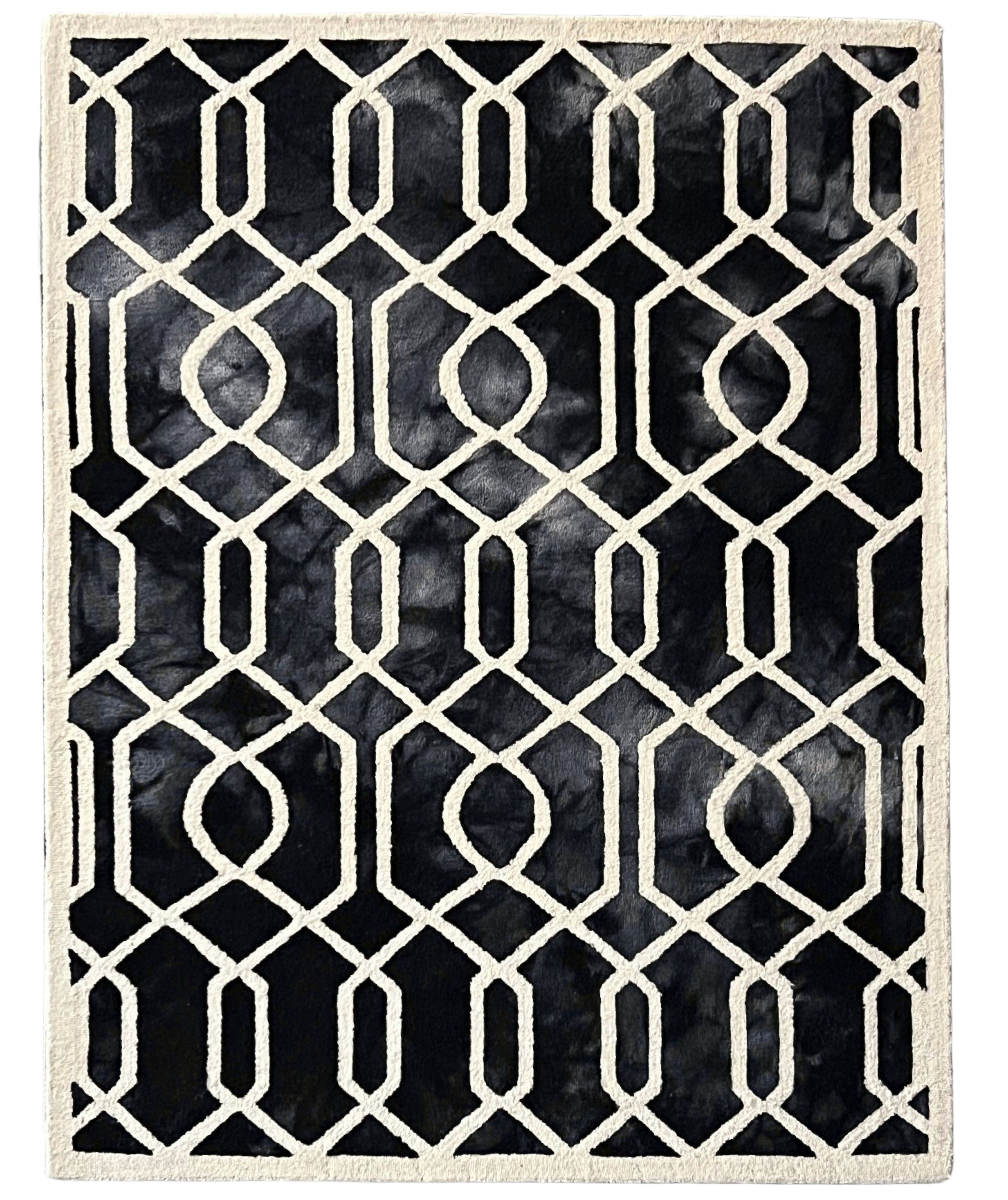alfombra sevilla blanco y negro lana tie dyed kaymanta