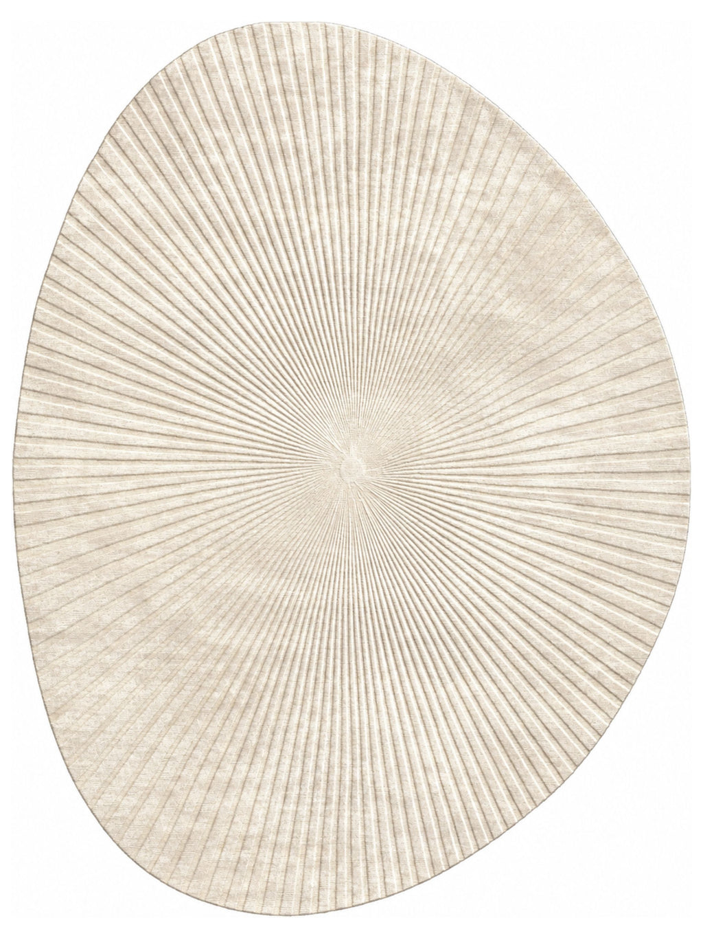 Alfombra Lux artesanal de lana y seda de bambú con diseño radial orgánico